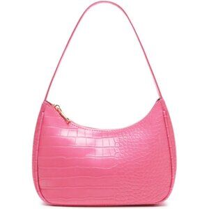 Women Crocodile Pink Imported Polyester Leather Zipper Closure Tote Handbag